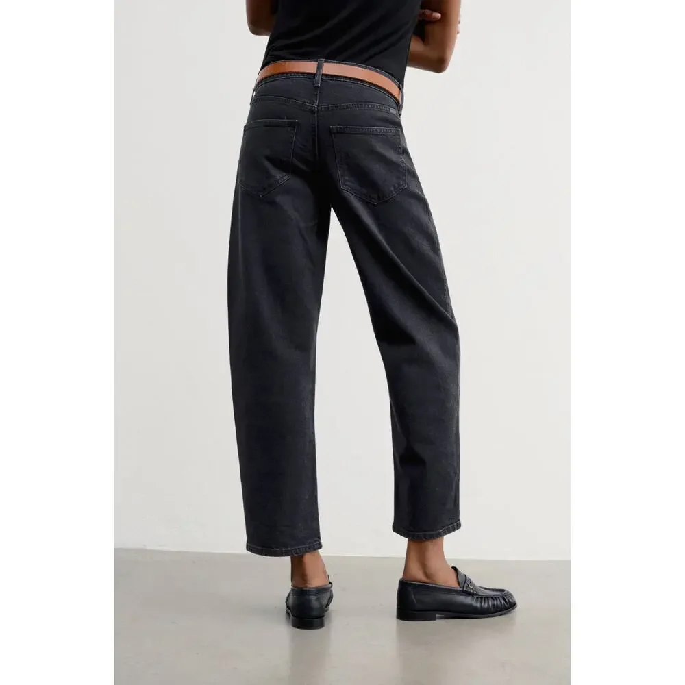 AYR The Knockout Barrel Leg Jean 29 Black Film Noir Denim Women's Jeans - Picture 2 of 8